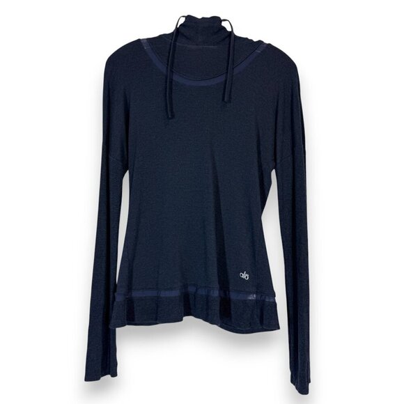 Alo Yoga Blue Pullover Hoodie Sweatshirt Crossover Back Medium - Picture 1 of 8